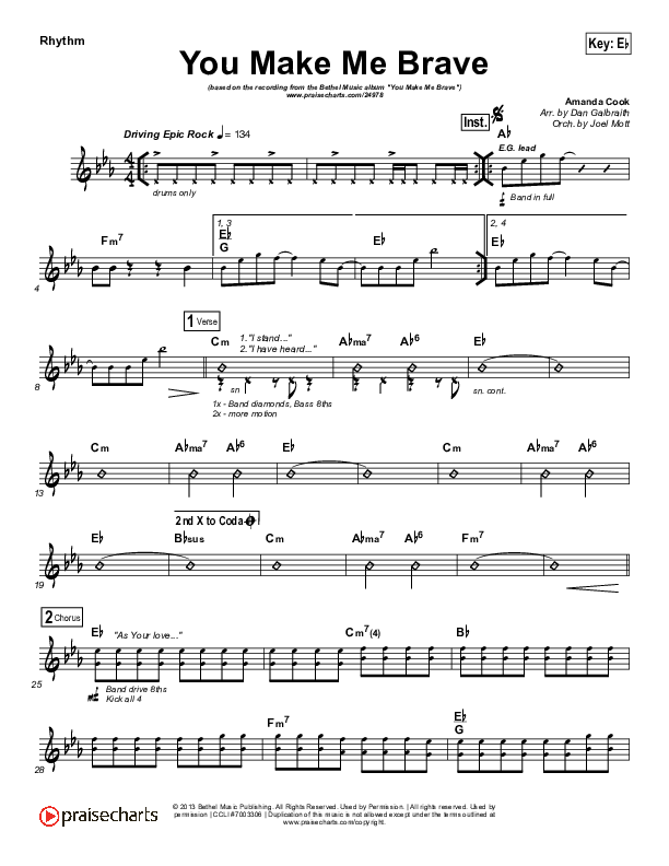 You Make Me Brave Rhythm Chart (Amanda Lindsey Cook / Bethel Music)