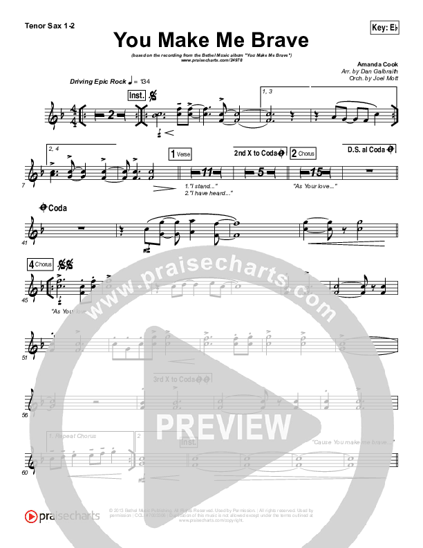 You Make Me Brave Tenor Sax 1/2 (Amanda Lindsey Cook / Bethel Music)