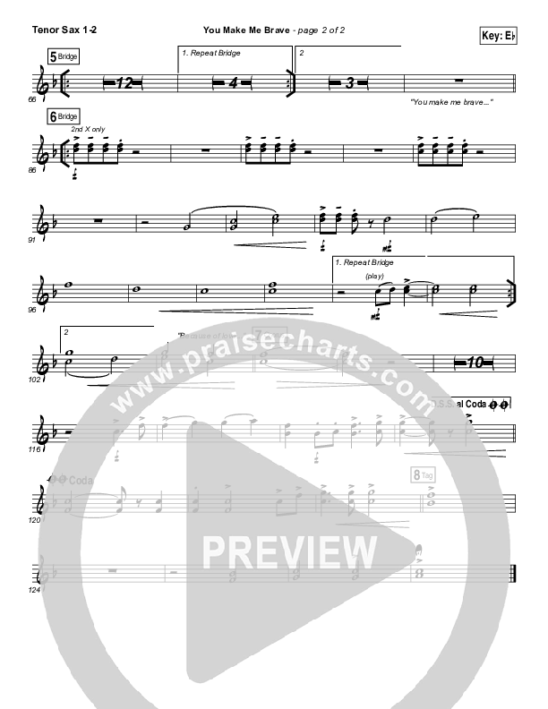 You Make Me Brave Tenor Sax 1/2 (Amanda Lindsey Cook / Bethel Music)