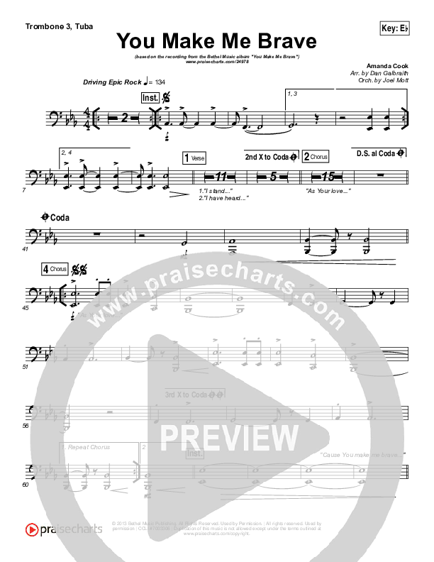 You Make Me Brave Trombone 3/Tuba (Amanda Lindsey Cook / Bethel Music)