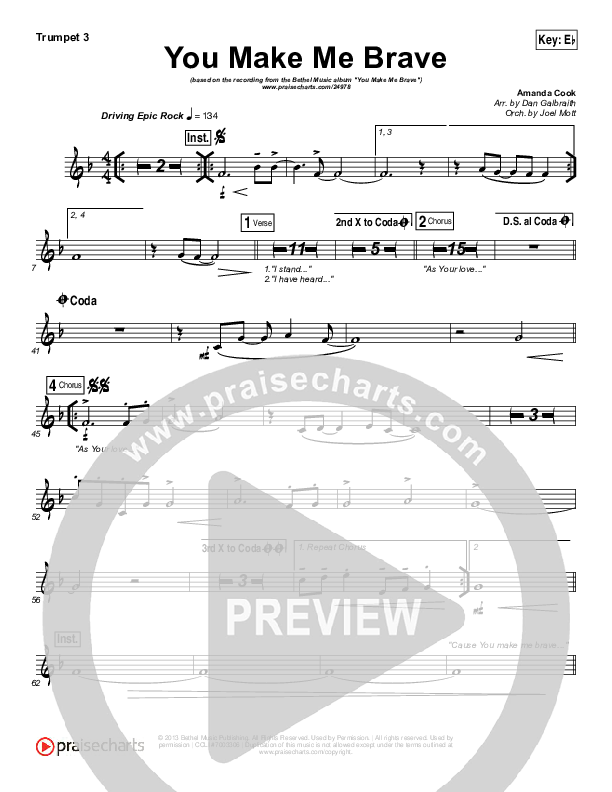 You Make Me Brave Trumpet 3 (Amanda Lindsey Cook / Bethel Music)