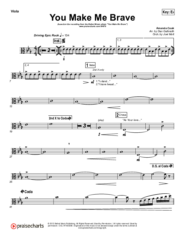 You Make Me Brave Viola (Amanda Lindsey Cook / Bethel Music)