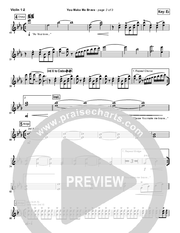 You Make Me Brave Violin 1/2 (Amanda Lindsey Cook / Bethel Music)