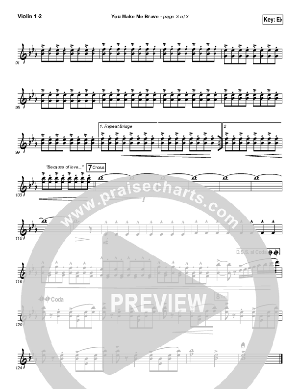 You Make Me Brave Violin 1/2 (Amanda Lindsey Cook / Bethel Music)