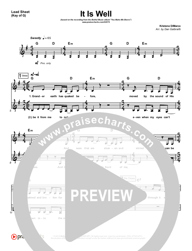 It Is Well Sheet Music PDF (Kristene DiMarco / Bethel Music) - PraiseCharts