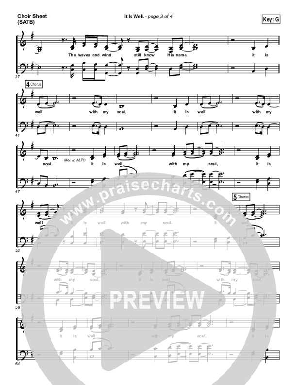 It Is Well Choir Sheet (SATB) (Kristene DiMarco / Bethel Music)