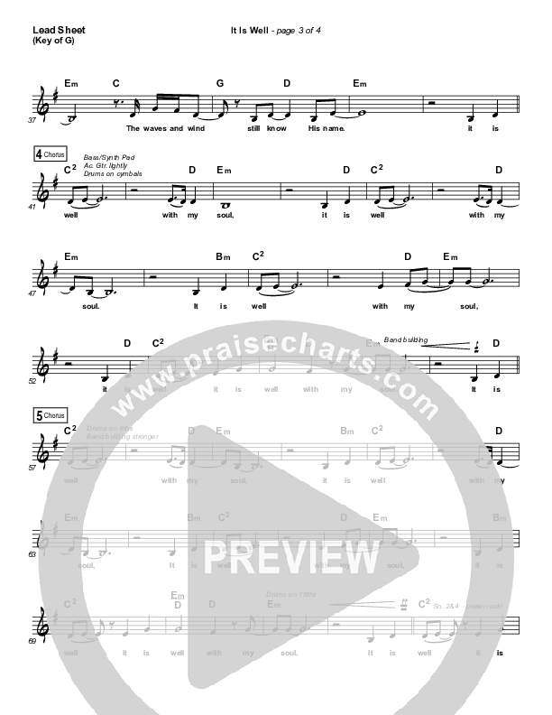 It Is Well Lead Sheet (Melody) (Kristene DiMarco / Bethel Music)