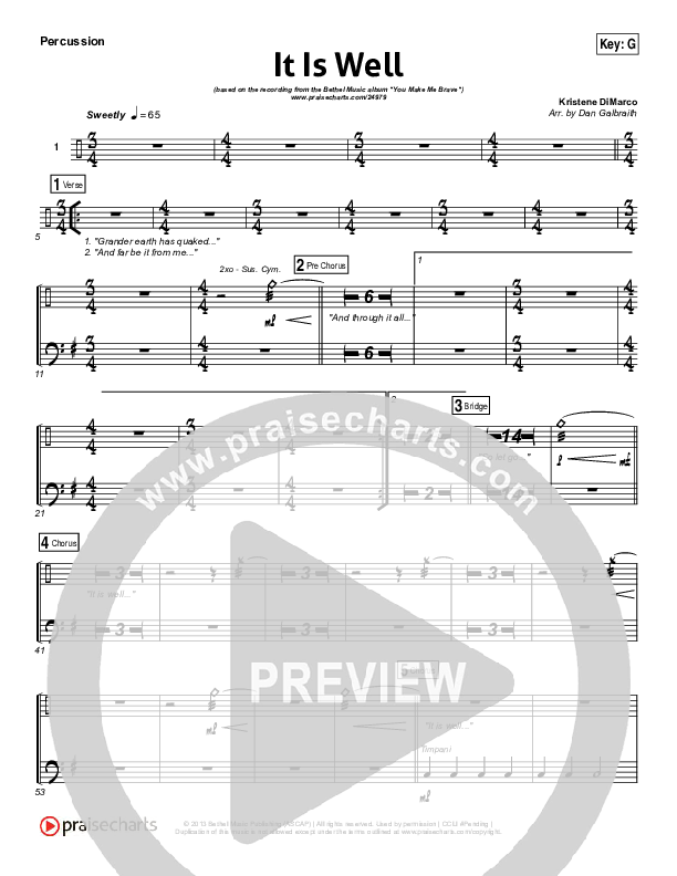 It Is Well Percussion (Kristene DiMarco / Bethel Music)