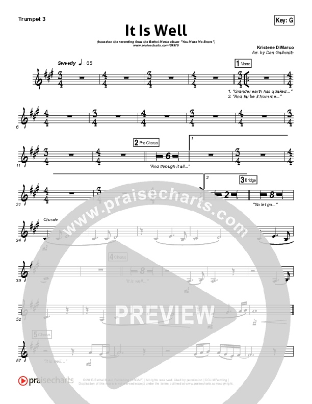 It Is Well Trumpet 3 (Kristene DiMarco / Bethel Music)