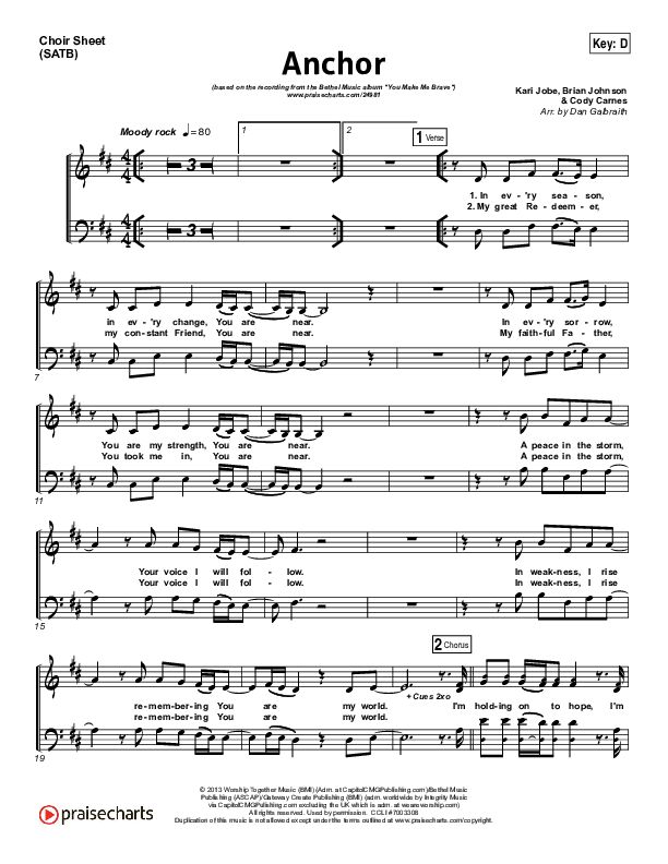 Anchor Choir Sheet (SATB) (Leah Valenzuela / Bethel Music)