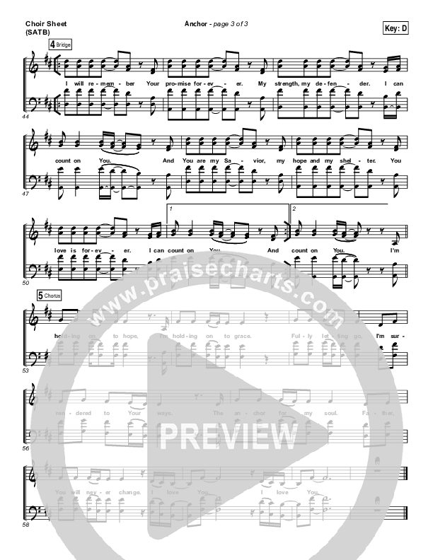 Anchor Choir Sheet (SATB) (Leah Valenzuela / Bethel Music)