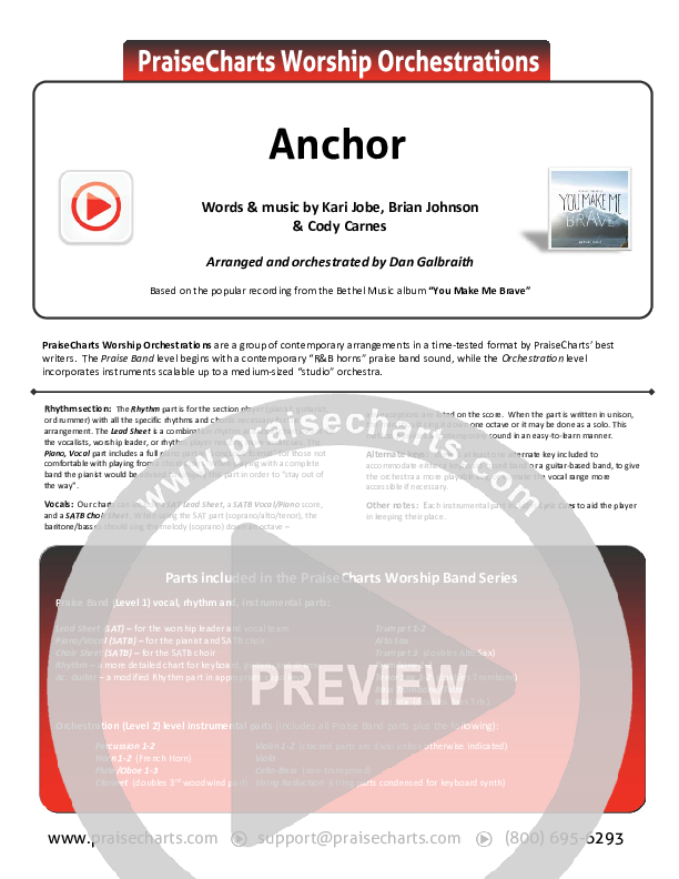 Anchor Cover Sheet (Leah Valenzuela / Bethel Music)