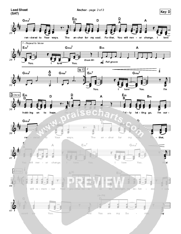 Anchor Lead Sheet (SAT) (Leah Valenzuela / Bethel Music)