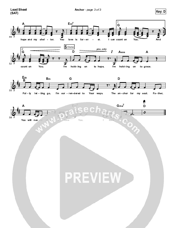 Anchor Lead Sheet (SAT) (Leah Valenzuela / Bethel Music)