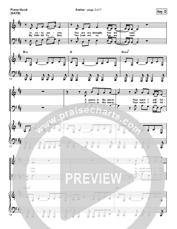 Anchor Piano/Vocal (SATB) (Leah Valenzuela / Bethel Music)