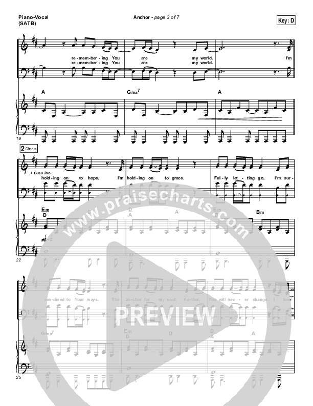 Anchor Piano/Vocal (SATB) (Leah Valenzuela / Bethel Music)