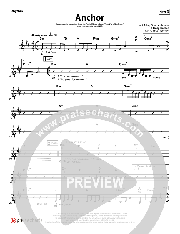 Anchor Rhythm Chart (Leah Valenzuela / Bethel Music)