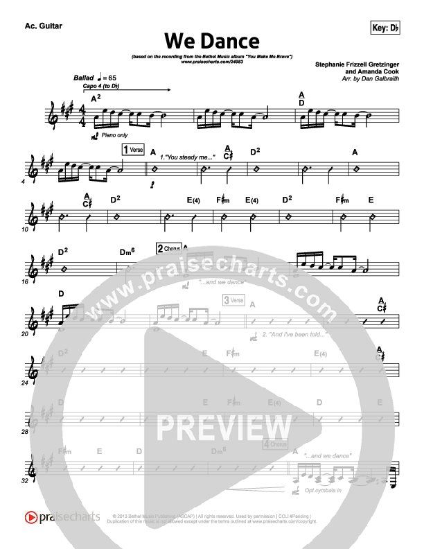 We Dance Rhythm Chart (Bethel Music)