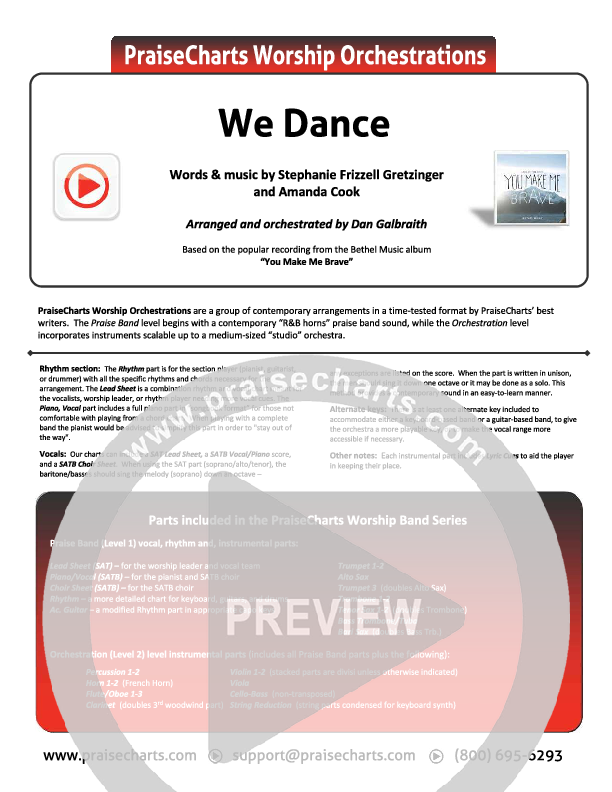 We Dance Cover Sheet (Bethel Music)
