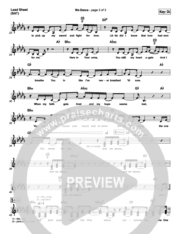 We Dance Lead Sheet (SAT) (Bethel Music)