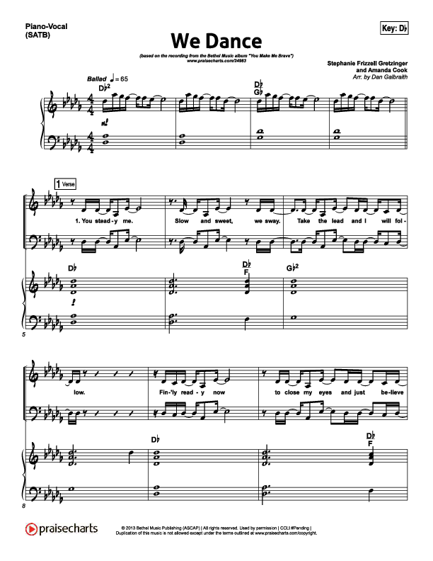 We Dance Piano/Vocal (SATB) (Bethel Music)