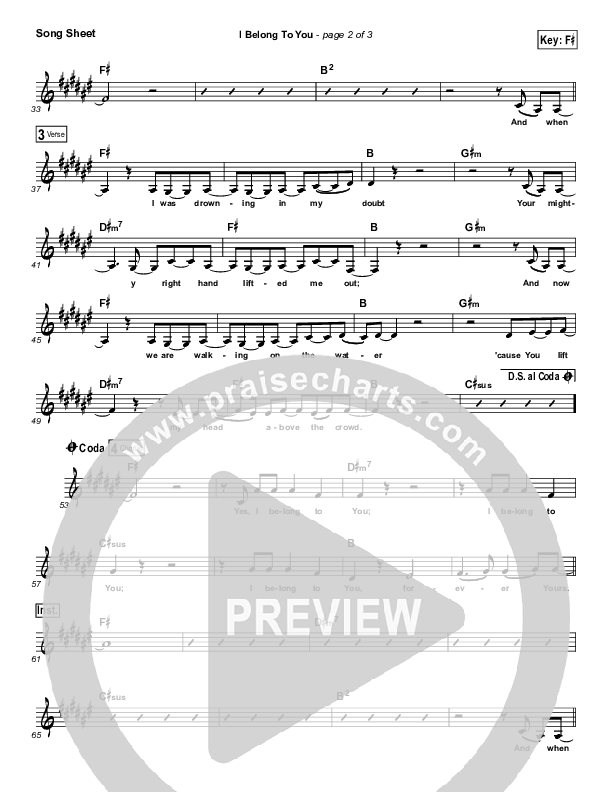 I Belong To You Lead Sheet (Amanda Lindsey Cook / Bethel Music)