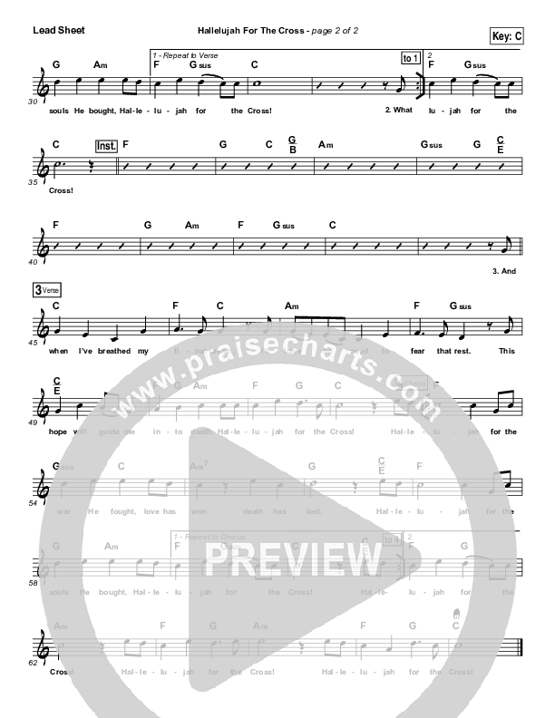Hallelujah For The Cross Lead Sheet (Vital Worship / Todd Wright)