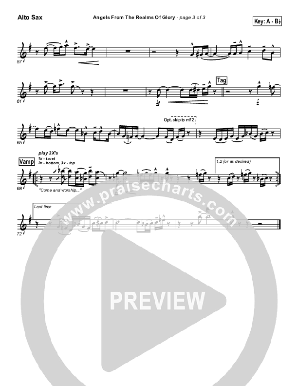Angels From The Realms Of Glory Alto Sax (PraiseCharts Band / Arr. Daniel Galbraith)