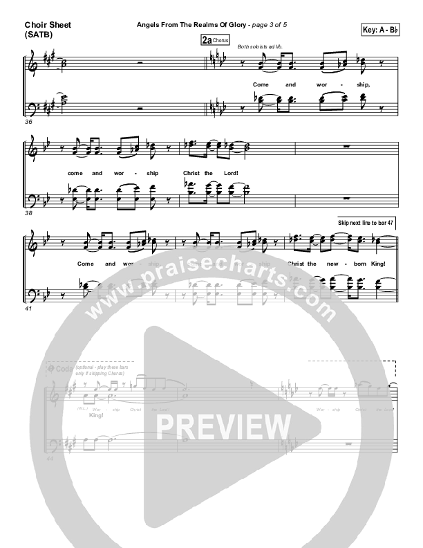 Angels From The Realms Of Glory Choir Vocals (SATB) (PraiseCharts Band / Arr. Daniel Galbraith)