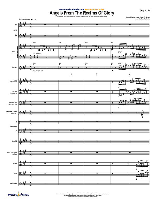 Angels From The Realms Of Glory Conductor's Score (PraiseCharts Band / Arr. Daniel Galbraith)