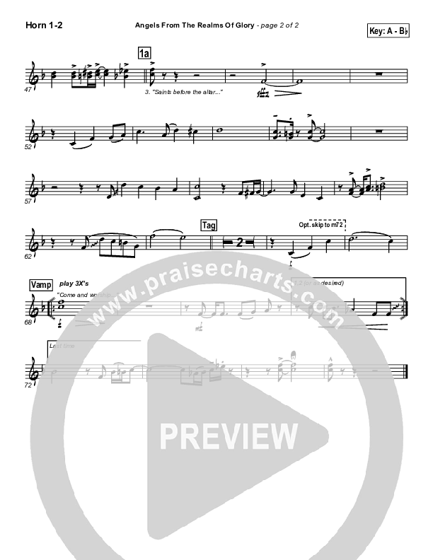 Angels From The Realms Of Glory French Horn 1/2 (PraiseCharts Band / Arr. Daniel Galbraith)