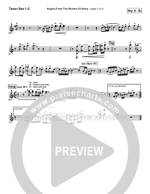 Angels From The Realms Of Glory Tenor Sax 1/2 (PraiseCharts Band / Arr. Daniel Galbraith)