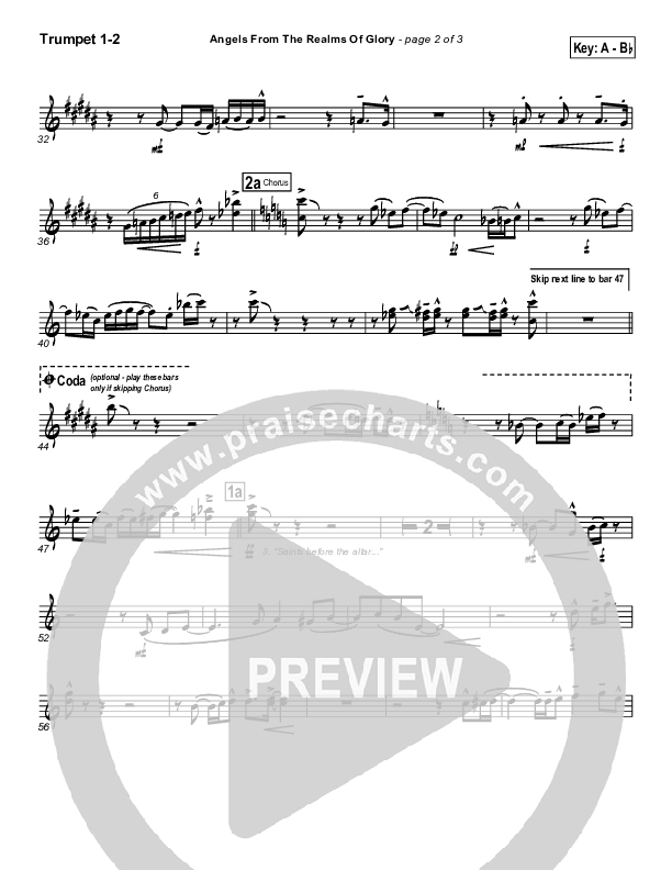 Angels From The Realms Of Glory Trumpet 1,2 (PraiseCharts Band / Arr. Daniel Galbraith)