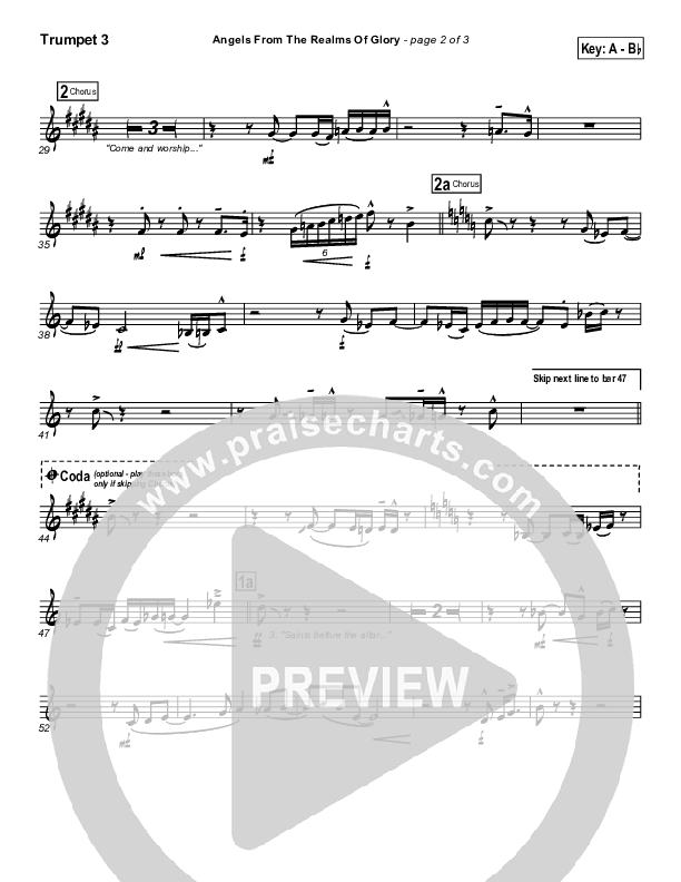 Angels From The Realms Of Glory Trumpet 3 (PraiseCharts Band / Arr. Daniel Galbraith)