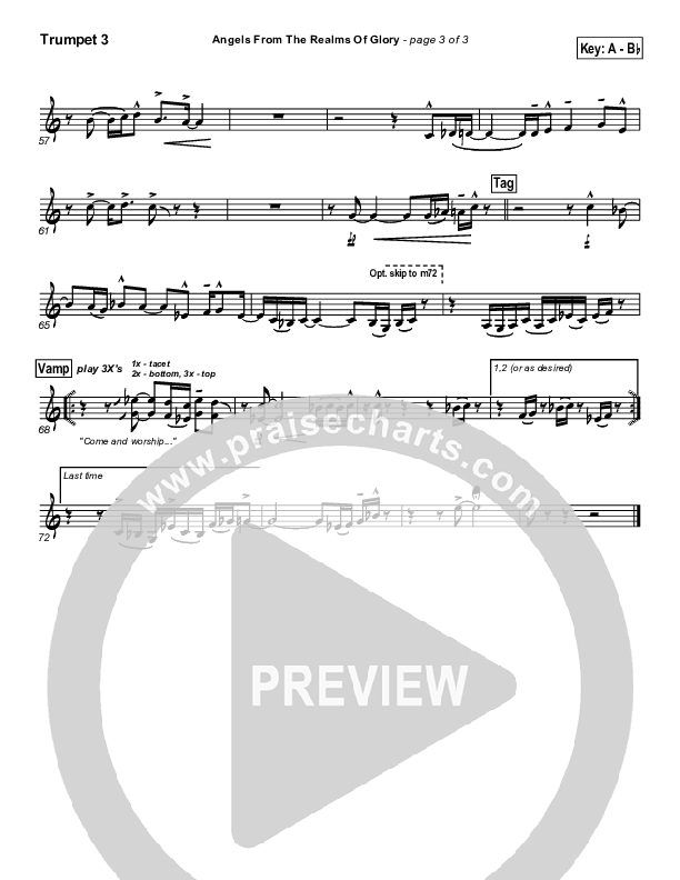 Angels From The Realms Of Glory Trumpet 3 (PraiseCharts Band / Arr. Daniel Galbraith)