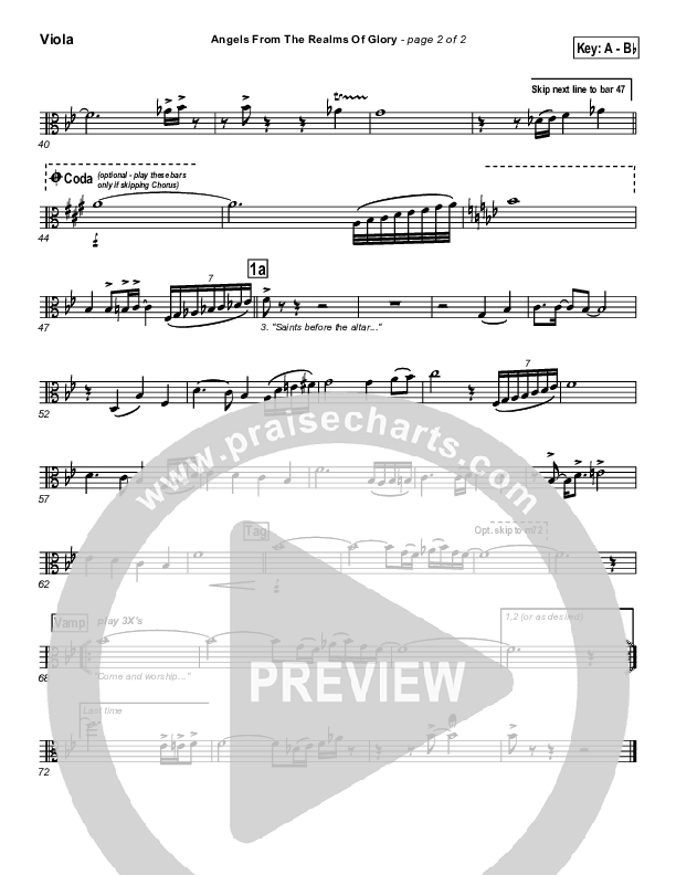 Angels From The Realms Of Glory Viola (PraiseCharts Band / Arr. Daniel Galbraith)