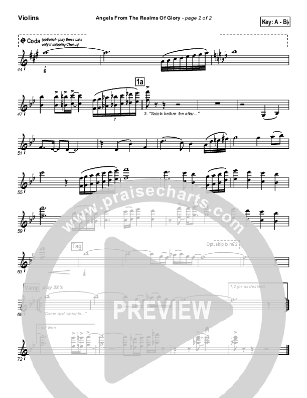 Angels From The Realms Of Glory Violins (PraiseCharts Band / Arr. Daniel Galbraith)
