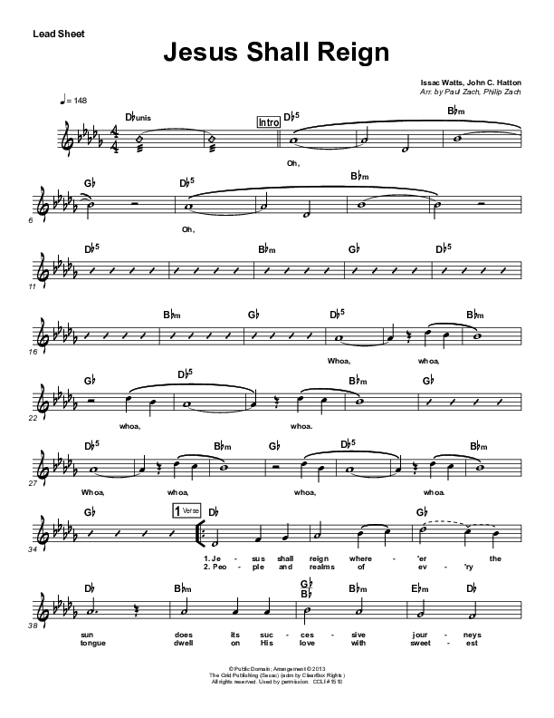 Jesus Shall Reign Lead Sheet (Vital Worship / The Silver Pages)
