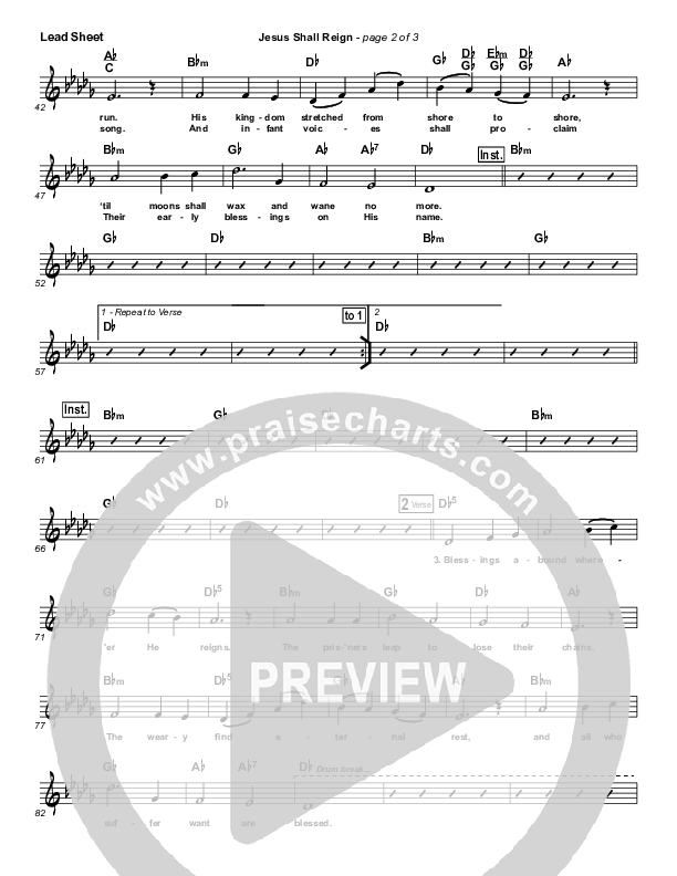 Jesus Shall Reign Lead Sheet (Vital Worship / The Silver Pages)