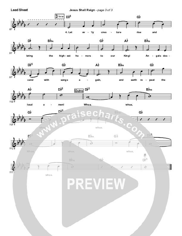 Jesus Shall Reign Lead Sheet (Vital Worship / The Silver Pages)