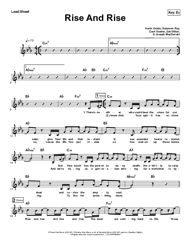Rise And Rise Lead Sheet (Vital Worship / Skull Church)