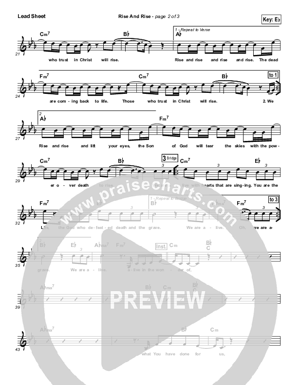 Rise And Rise Lead Sheet (Vital Worship / Skull Church)
