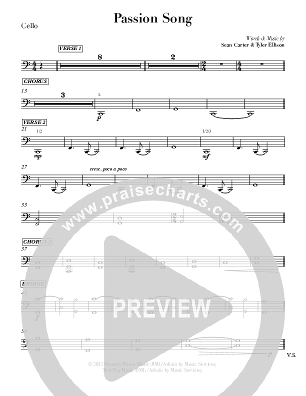 Passion Song (Live) Cello (Sean Carter)