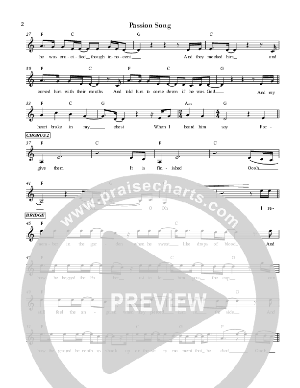 Passion Song (Live) Sheet Music PDF (Sean Carter) PraiseCharts