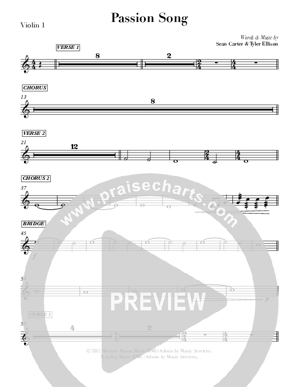 Passion Song (Live) Violin 1 (Sean Carter)