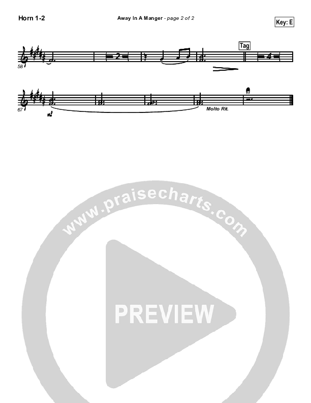 Away In A Manger French Horn 1/2 (PraiseCharts Band / Arr. Daniel Galbraith)