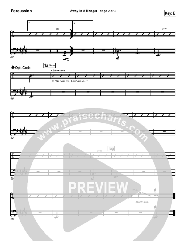 Away In A Manger Percussion (PraiseCharts Band / Arr. Daniel Galbraith)