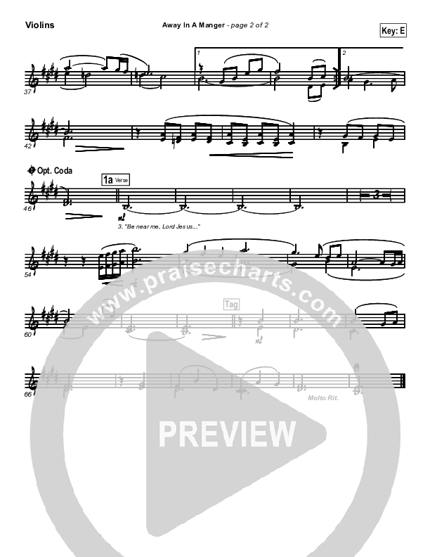 Away In A Manger Violins (PraiseCharts Band / Arr. Daniel Galbraith)