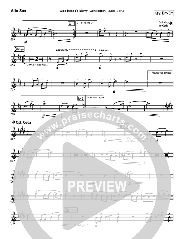 God Rest Ye Merry Gentlemen Alto Sax (PraiseCharts Band / Arr. Daniel Galbraith)