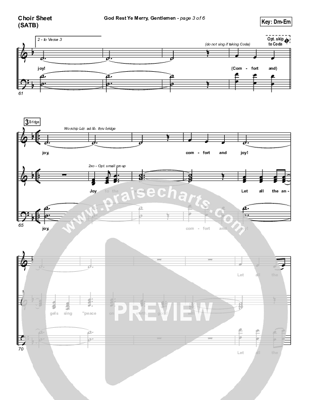 God Rest Ye Merry Gentlemen Choir Vocals (SATB) (PraiseCharts Band / Arr. Daniel Galbraith)